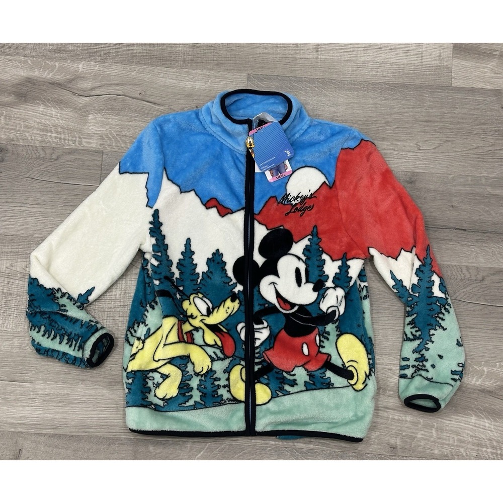 Disney Mickey Mouse Character Women Sherpa Scenic Fleece Jacket Small NWT Defect